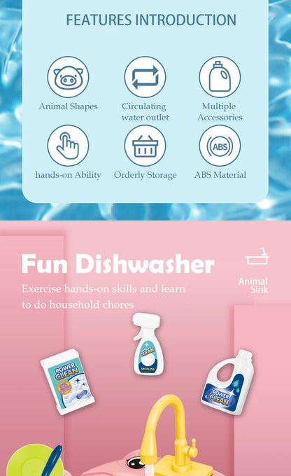Dishwasher Toys, Kitchen Sink Electric Playing with Running Water  Automatic Water Cycle System Simulated kitchen accessories Beauty World Shop