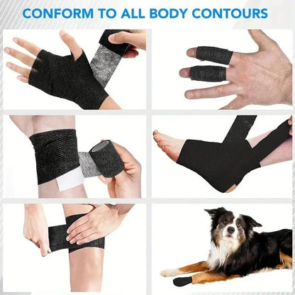 6pcs Self-Adhering Bandage Fixing Bandage Animal Bandage Hand Tearing Waterproof Elastic Bandage for Pets 5 cm X 4.5 M