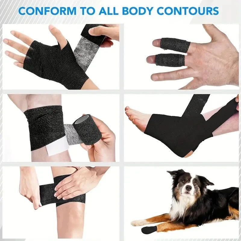 6pcs Self-Adhering Bandage Fixing Bandage Animal Bandage Hand Tearing Waterproof Elastic Bandage for Pets 5 cm X 4.5 M Beauty World Shop