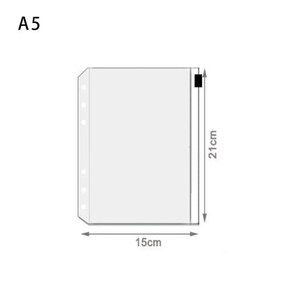 10Pcs  A5 A6 A7 Binder Pocket Binder Zipper Folders for 6 Ring Notebook Divider Page Waterproof PVC Leaf Document Filing Bag Beauty World Shop