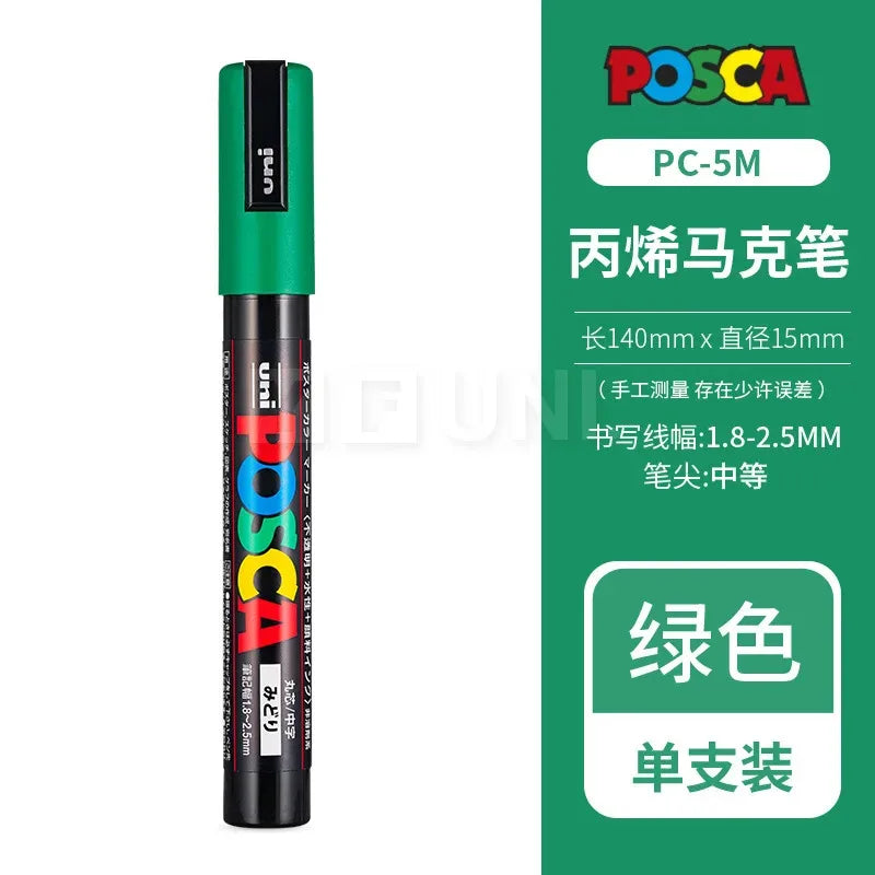 Uni Posca Full Marker PC-1M 3M 5M Multi-Colours Acrylic Permanente Rotulador Poster Graffiti Painting Pen For Fabric Rock Metal Beauty World Shop