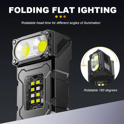 MINI USB Rechargeable LED Flashlight Portable Tail magnet flashlight Super Bright Camping Lantern Side COB emergency light Beauty World Shop