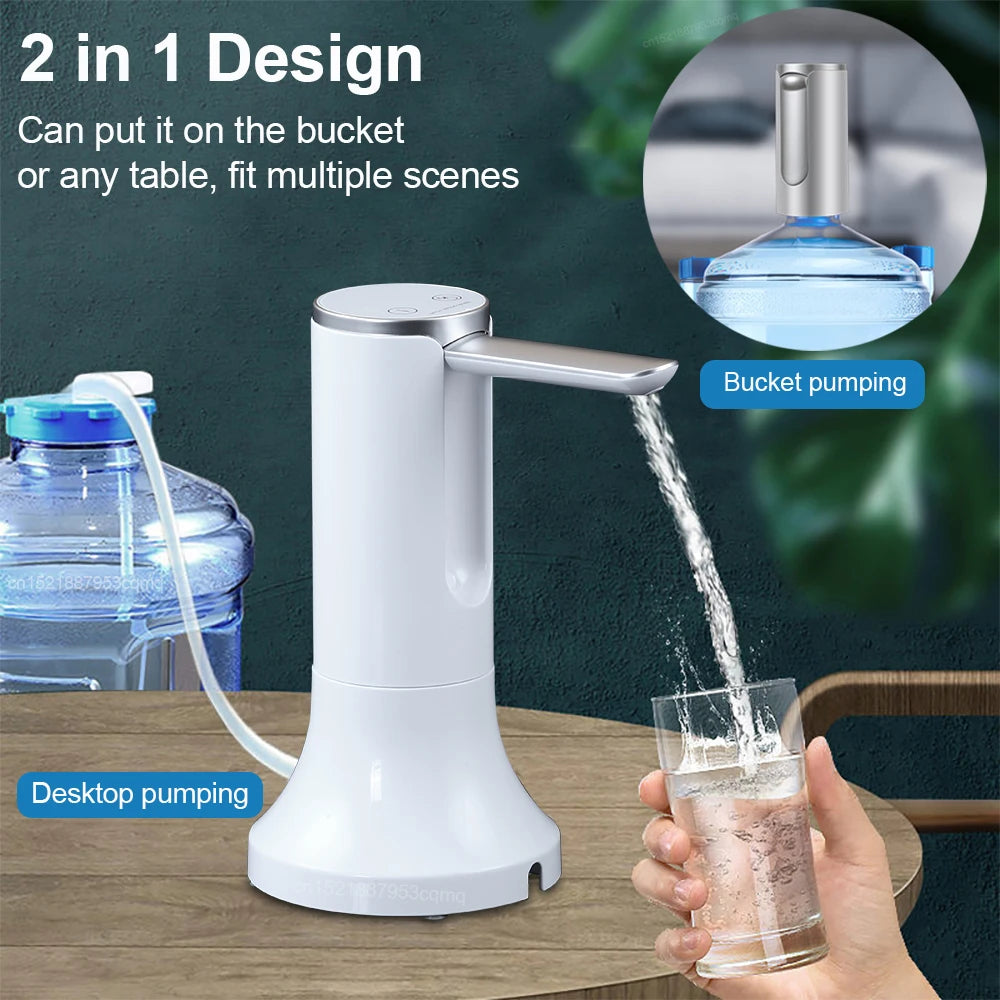 Electric Water Gallon Bottle Pump Automatic Water Dispenser Pump 19 Liters Foldable Desktop Water Bottle Pump H3 Rechargeable Beauty World Shop