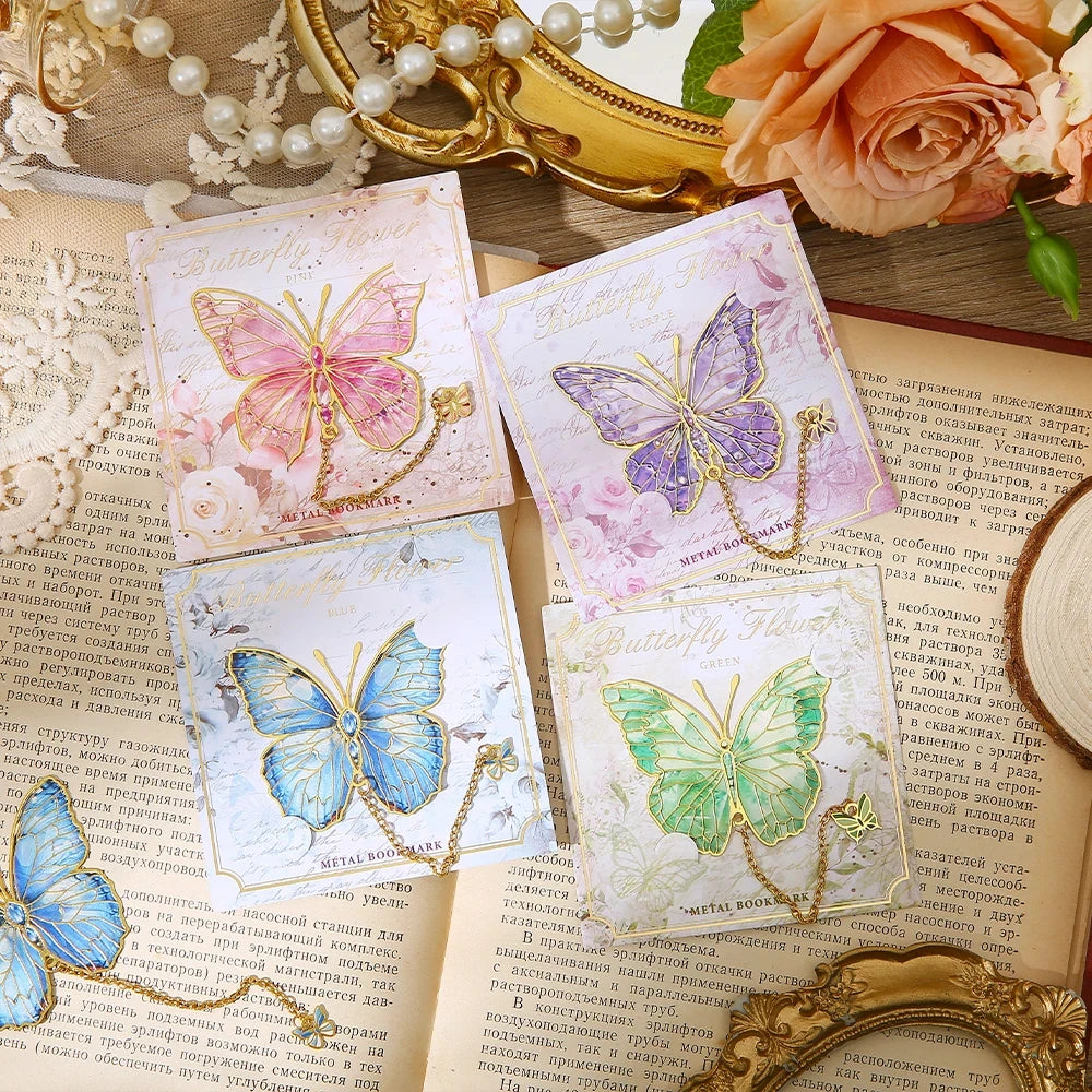 Mini Cute Butterfly Metal Bookmark With Chain And Gold Foil Design, Butterfly Book Page Holder, Vintage Bookmark To Aid Reading Beauty World Shop