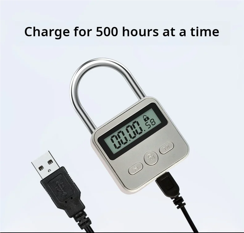 Timer Padlock LCD HD Display Add Backlight Zinc Alloy 99 Hours Max Timing Super Long Standby Anti-addiction Electronic Lock Beauty Trend Shop