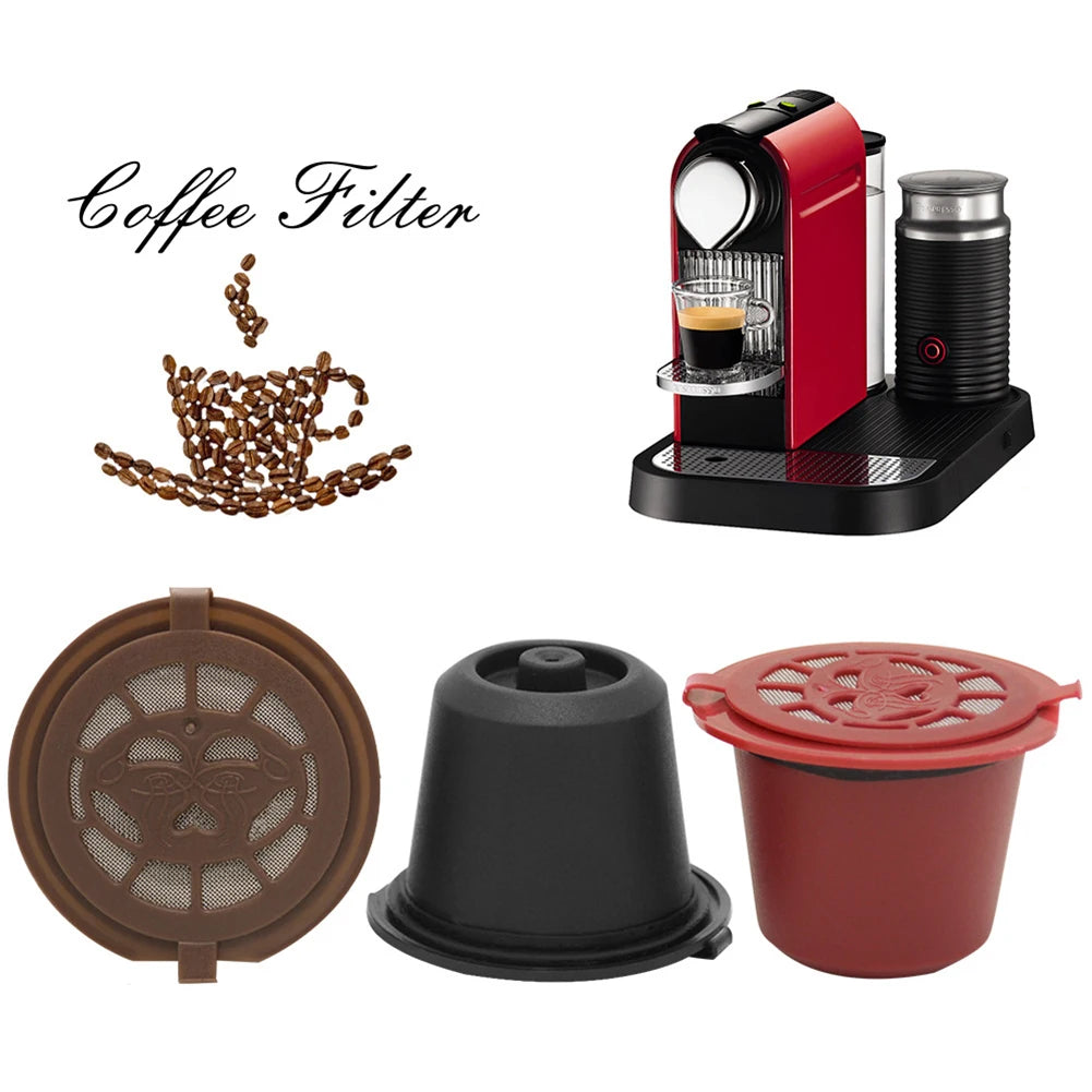 3pcs Refillable Reusable Coffee Capsule Filters for Nespresso Machine Beauty World Shop