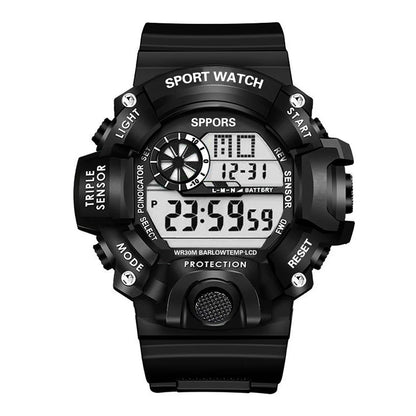 Fashion Men's Watch Sports Electronic Wristwatch Large dial Multifunctional Waterproof Luminous Alarm Kids Male's Military Watch Beauty World Shop