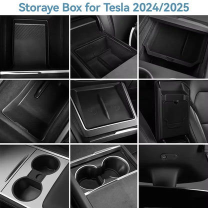 For Tesla Model 3 Y Highland Juniper 2026 Center Armrest Hidden Storage Box Cup Holder Console Organizer Box Accessories Beauty World Shop