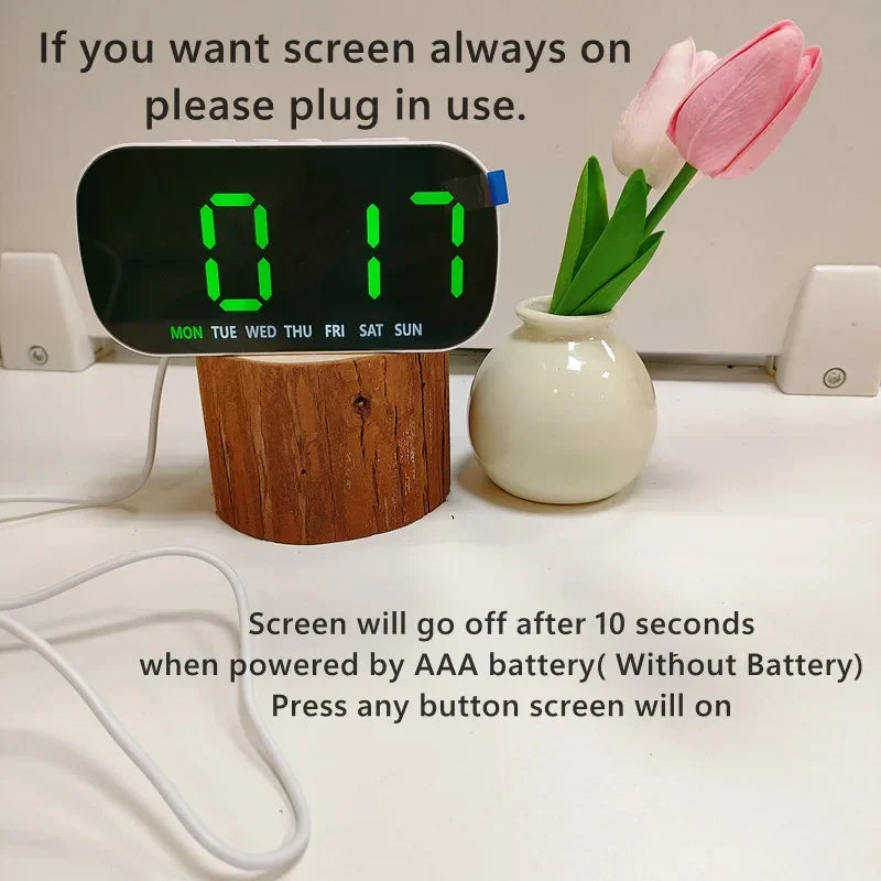 Digital Alarm Clock USB Powered Temperature Date Week Dual Alarm Night Mode Snooze Clock 5 Levels of Brightness 12/24H LED Clock Beauty World Shop