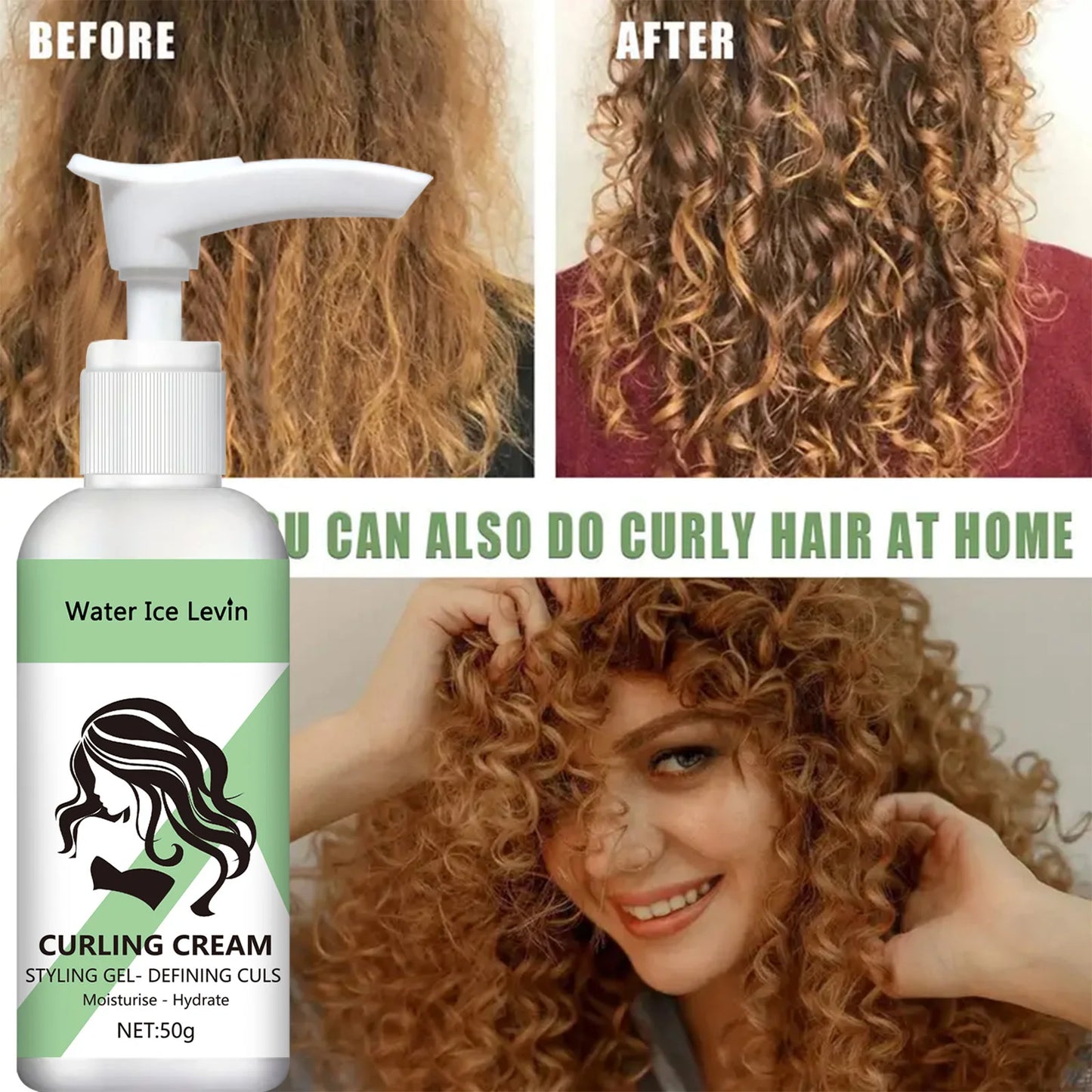 Curly hair Styling cream, moisturizing and smoothing formula, enhances the elasticity and shine of curly hair, easy to set Beauty World Shop