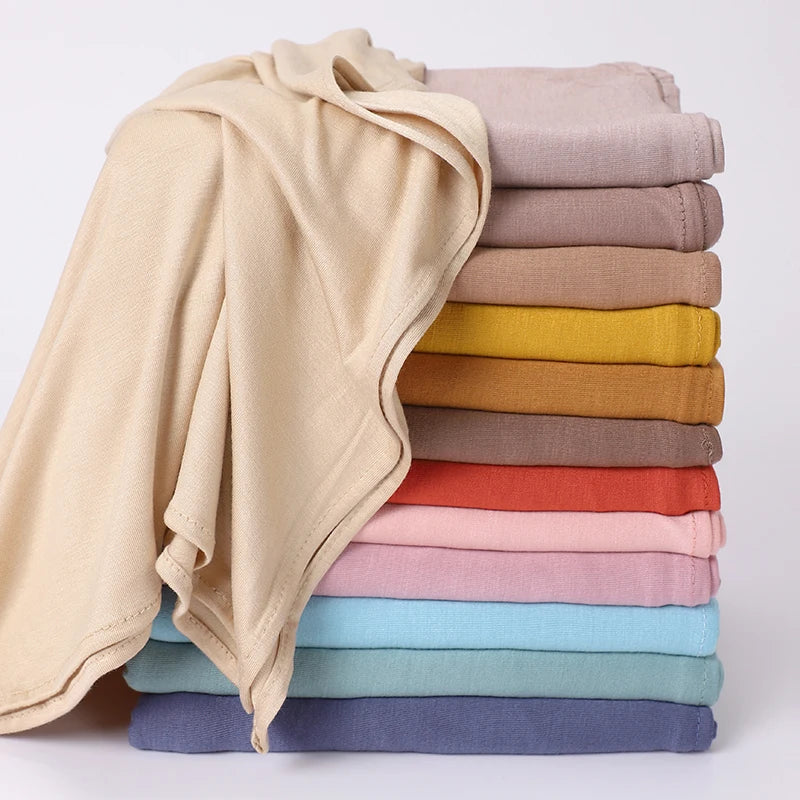 Muslim Jersey Hijab Scarf Women Long Solid Color Head Wrap For Women Hijabs Scarves Ladies Muslim Veil Jersey Hijabs Beauty World Shop