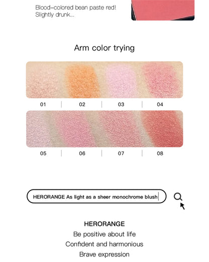 Monochrome Matte Blusher Palette Soft Silky Cheek Natural Facial Rouge Plate Lasting Nude Low Saturation Powder Blusher Disk Beauty World Shop