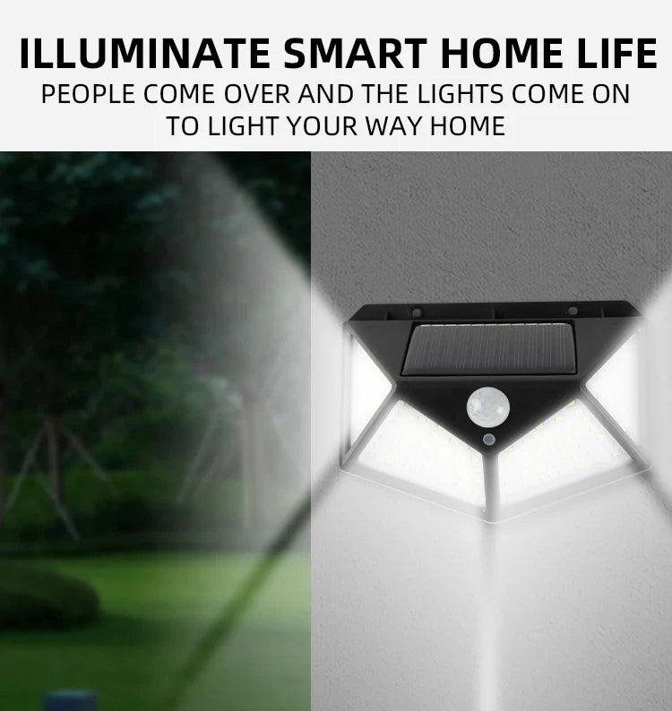 100 LED Solar Lights Outdoor Wall Lamp 3 Modes 270° Lighting Angle IP65 Waterproof Motion Sensor Security Lights Wireless Lights Beauty World Shop