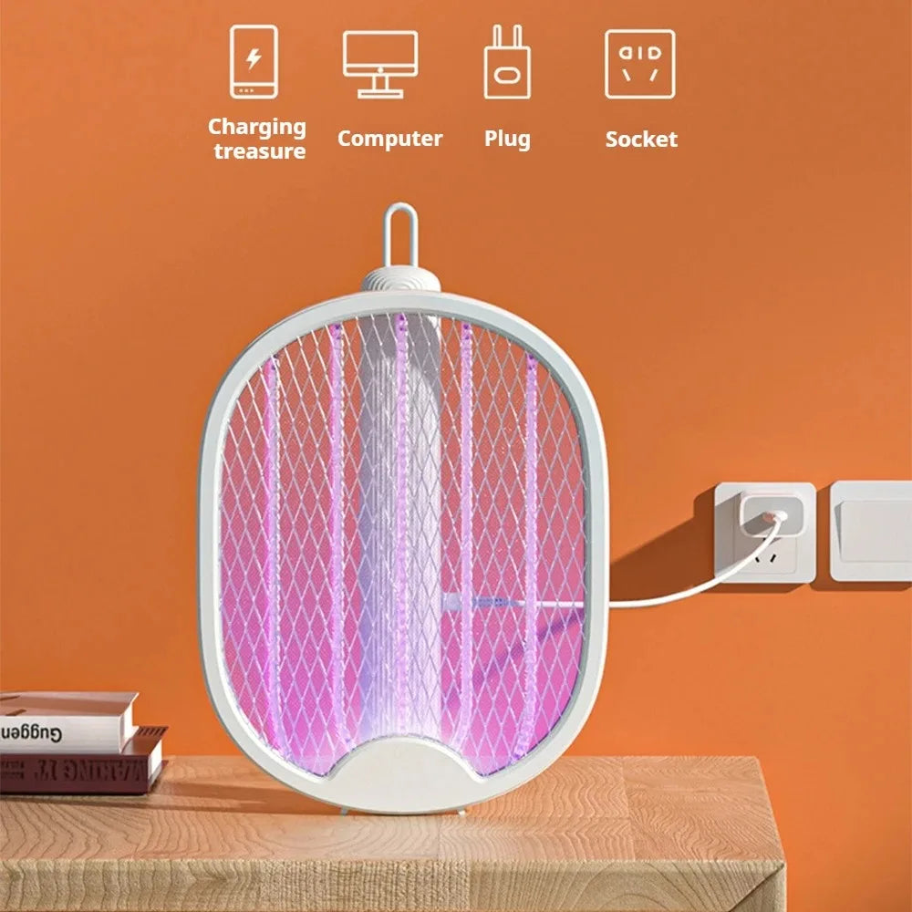 3000V Foldable Electric Mosquito Killer USB Rechargeable Fly Trap Mosquito Swatter Racket Insect Killer With UV Light Bug Zapper Beauty World Shop