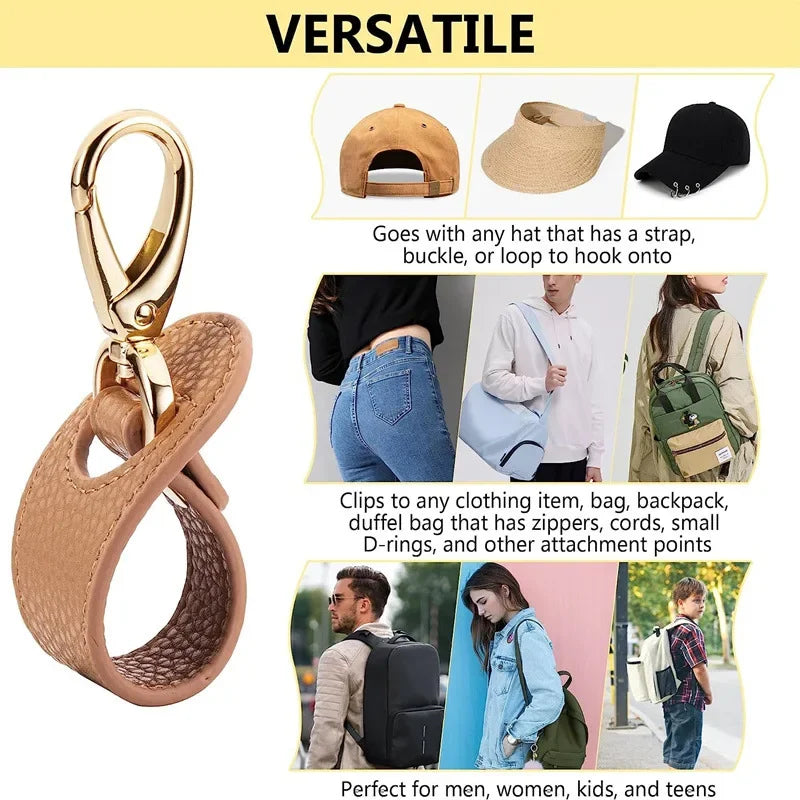 Travel Hat Clip Leather Simple Golf Baseball Hat Clip Summer Hat Strap Towel Glove Storage Wallet Buckle Hands-free Latch Clip Beauty World Shop