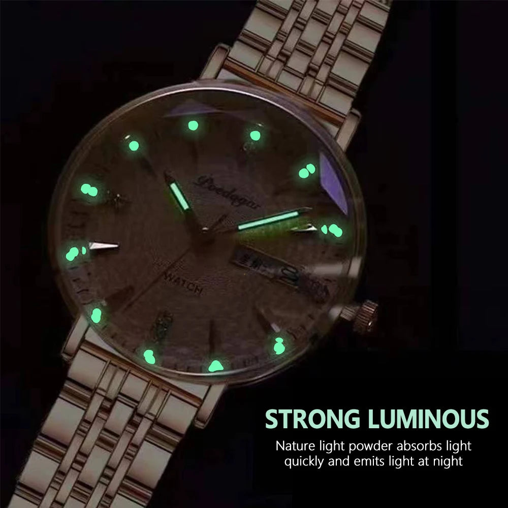 POEDAGAR Top Elegant Women's Watches Stainless Steel Date Week Woman Watch Waterproof Luminous Fashion Ladies Watch Quartz Reloj Beauty World Shop