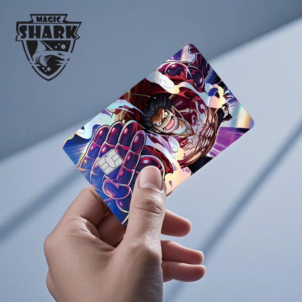 Magic Shark Luffy Zorro Ace Skull Anume Holographic Shinny Laser Sticker Film Skin for Credit Debit Card Beauty World Shop