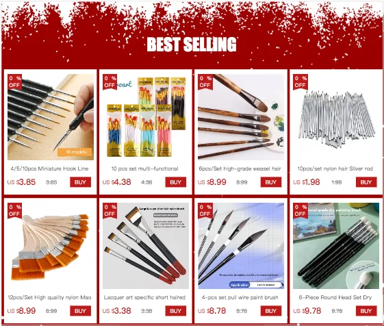 4/5/10pcs Miniature Hook Line Pen Art Painting Brushes Weasel Hair Paint Brush Gouache Watercolor Oil Paint Artists Hand Painted Beauty World Shop
