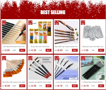 4/5/10pcs Miniature Hook Line Pen Art Painting Brushes Weasel Hair Paint Brush Gouache Watercolor Oil Paint Artists Hand Painted Beauty World Shop