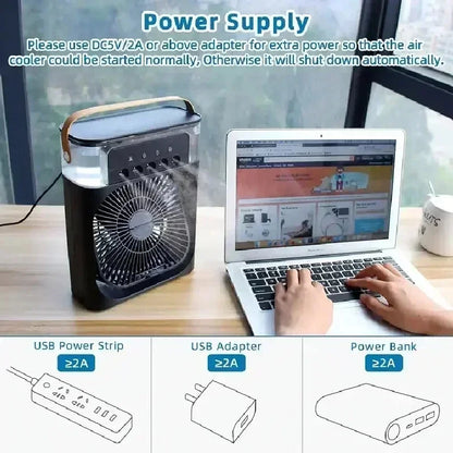 New 3 In 1 Fan AIr Conditioner Household Mini Air Cooler LED Night Light Portable Humidifier Air Adjustment Fan Office Home Fan Beauty World Shop