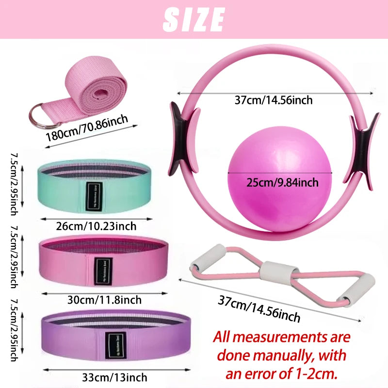 NEW Pilates Ball And Ring Set Pilates Fitness Ring Resistance Band Exercise Workout Fitness Equipment For Pregnancy Postpartum Beauty World Shop