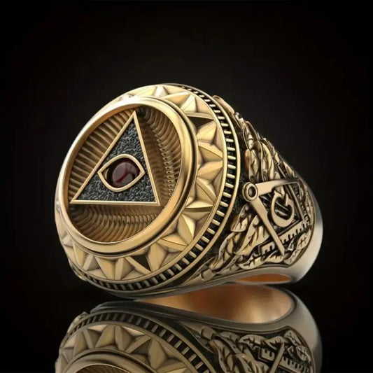 Vintage Geometric Gold Color Inlay Red Color Stone Rings For Women Birthday Gift Accessories Custom Jewelry Beauty World Shop