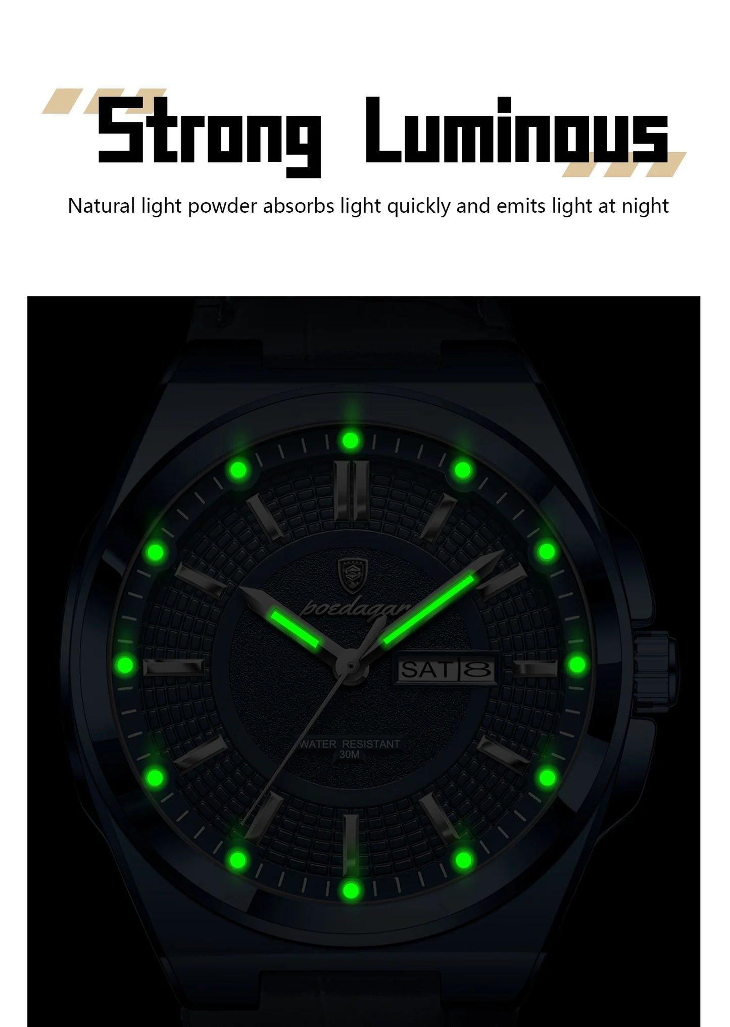 POEDAGAR Fashion Brand Man Wristwatch Waterproof Luminous Date Week Quartz Luxury Men's Watches Leather Business Men Watch Reloj Beauty World Shop