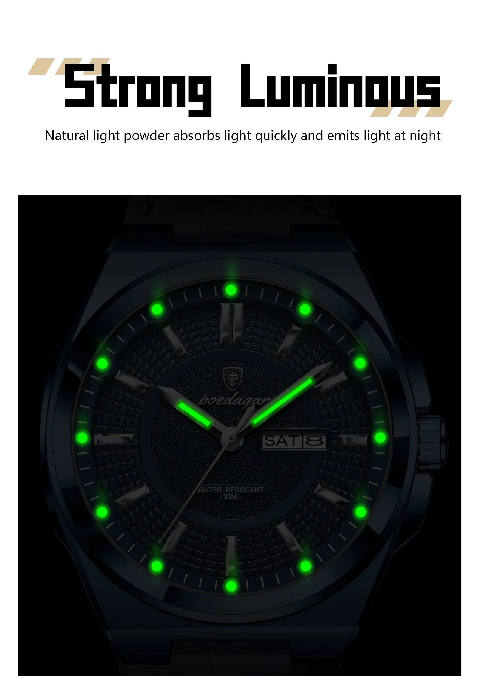 POEDAGAR Fashion Brand Man Wristwatch Waterproof Luminous Date Week Quartz Luxury Men's Watches Leather Business Men Watch Reloj Beauty World Shop