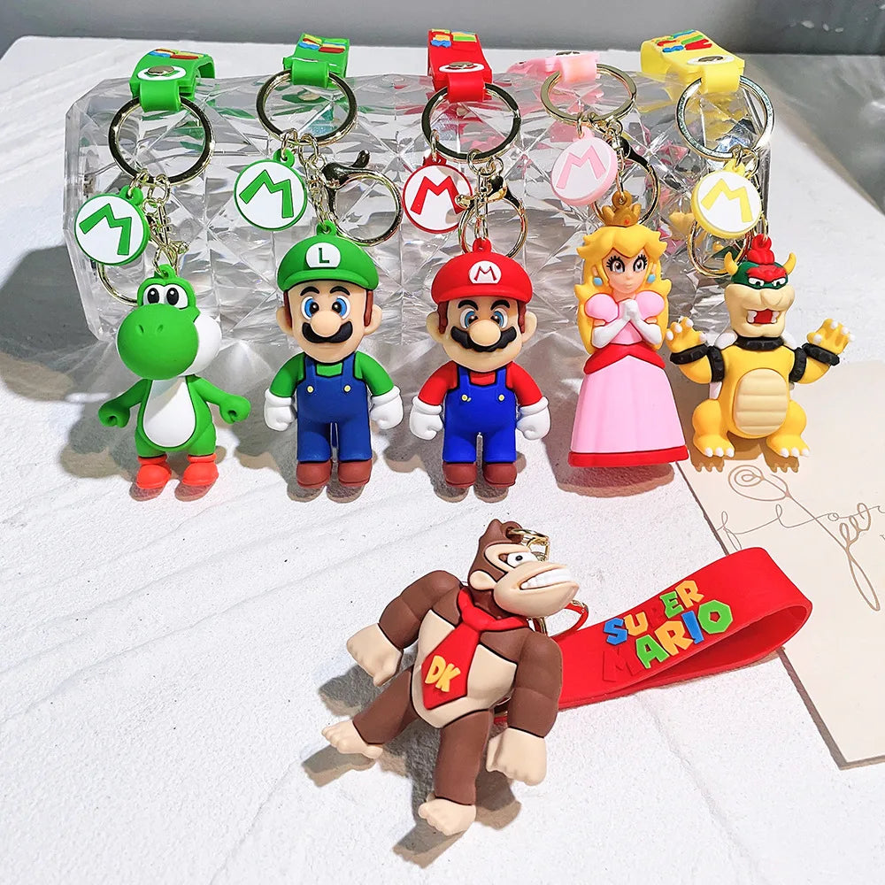 19 Styles Anime Keychain Mario Bros Luigi Toad Bowser Action Figure Model PVC Cartoon Bag Doll Pendant Toys Gift Beauty World Shop