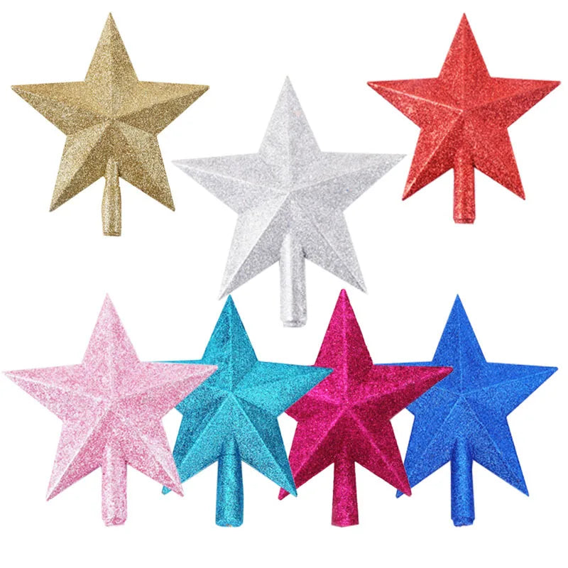 15/20cm Christmas Tree Top Star Merry Christmas Decorations for Home Shiny Gold Powder Five-pointed Star New Year's Ornament Beauty World Shop
