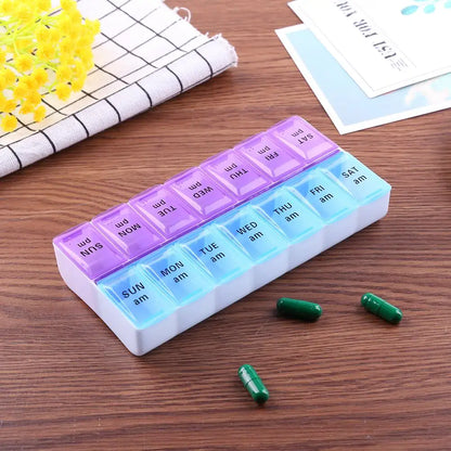 JUSTLANG Weekly 14 Grids 7 Days Pill Box Portable Travel  Cases Organizer Pill Container Storage Tablets Vitamin Medicine Beauty World Shop