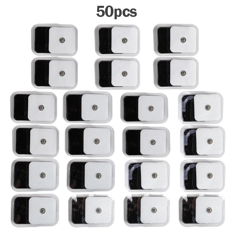10/20/50pcs Non-woven Electrode Pads 4x4cm Snap On Replacement For Tens Acupuncture Digital Machine Slimming Massager Therapy Beauty World Shop