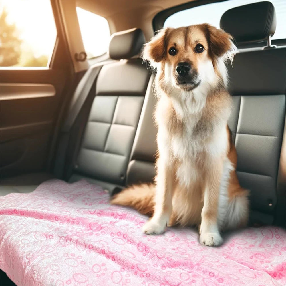 1pcs Ultra-Soft Paw Print Dog Blankets - Machine Washable, Cozy Pet Pillow Pads for Indoor & Outdoor Use - Ideal for Small to La Beauty World Shop