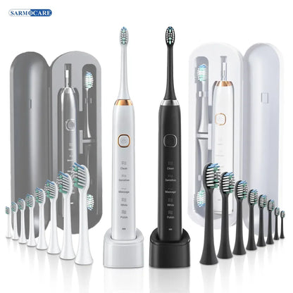 Sonic Electric Toothbrush Smart Ultrasonic Dental Teeth Whitening Rechargeable Adult Tooth Brush Sarmocare S100 With8 Brush Head Beauty World Shop