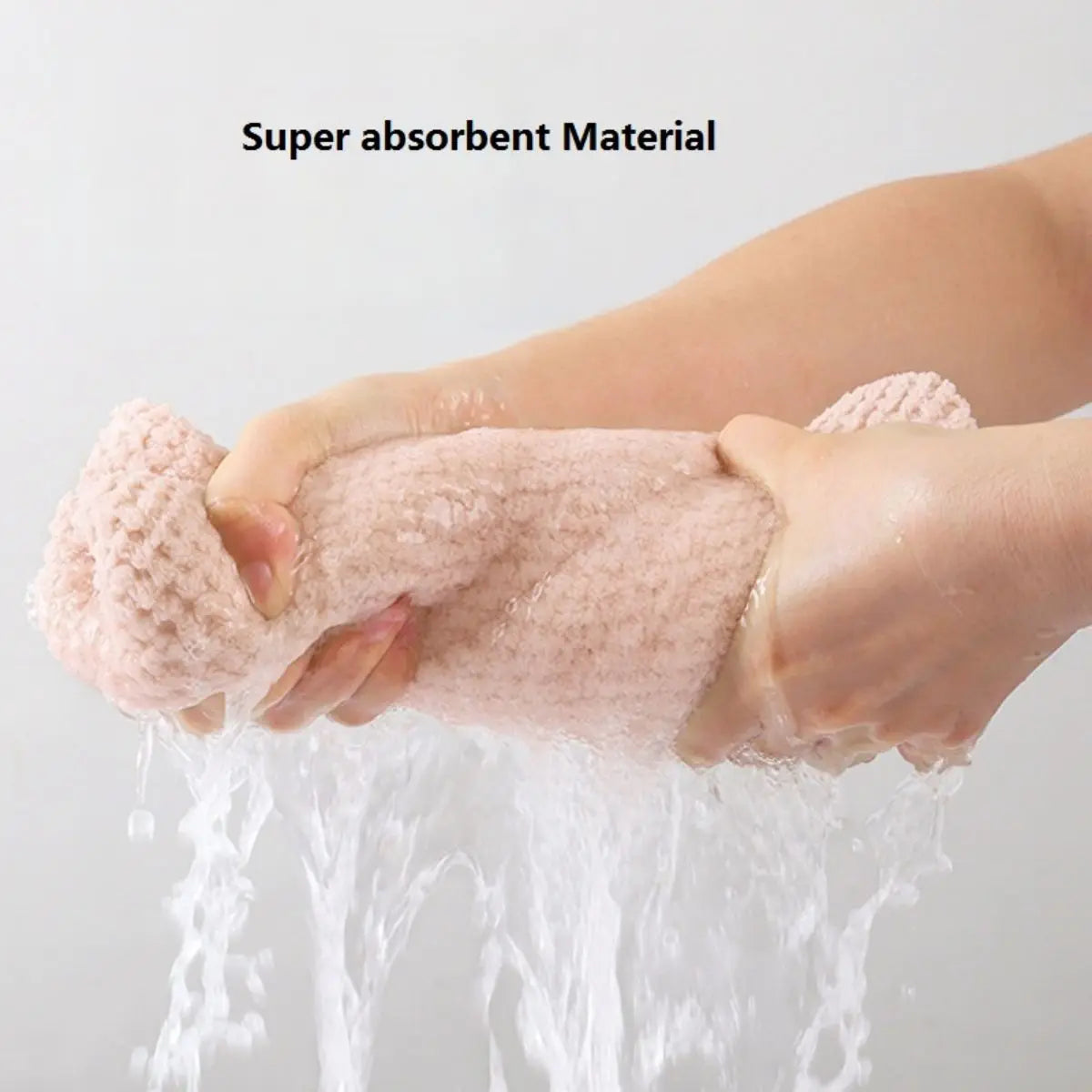 Solid color hair towel Textured dry hair cap 9.8 "X 25.5" absorbent hair towel wrap for button-down women Beauty World Shop