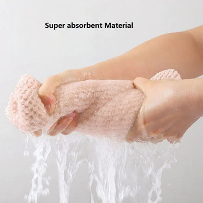 Solid color hair towel Textured dry hair cap 9.8 "X 25.5" absorbent hair towel wrap for button-down women Beauty World Shop