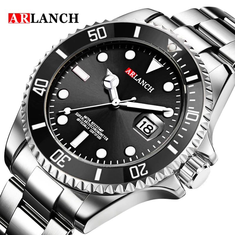 Business Stainless Steel Watch 40mm Classic Red Blue Circle Diving Series Magnifying Glass Calendar Quartz Watches montre homme Beauty World Shop