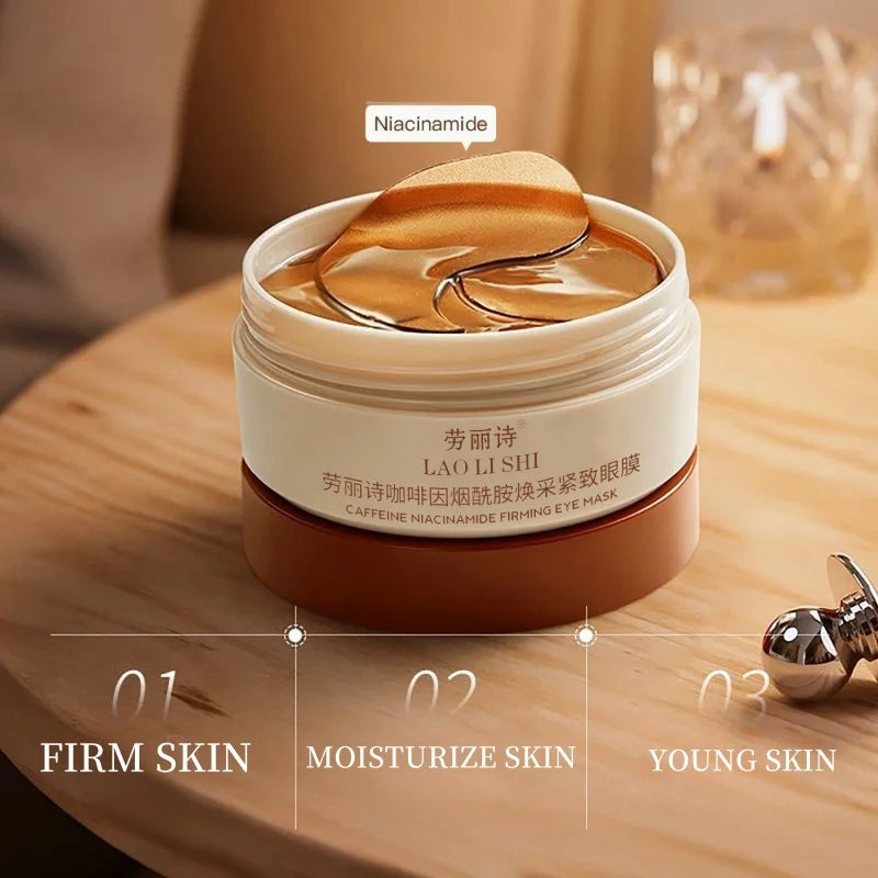 A Box of 60 Caffeine Nicotinamide Radiant Firming Eye Masks, Rich in Ingredients Beneficial for the Body, Can Be Used on the Entire Face, Releasing Eye Strain at Any Time, Moisturizing, Firming, Alcohol-Free, Suitable for All Beauty World Shop