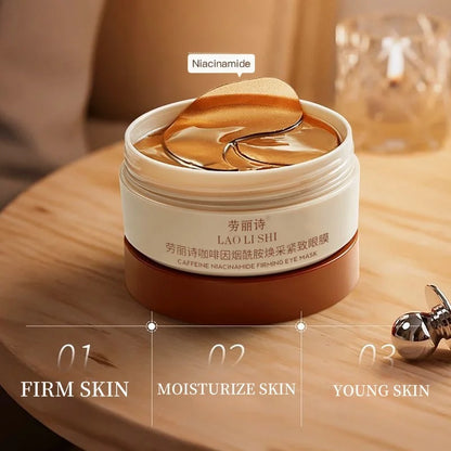 A Box of 60 Caffeine Nicotinamide Radiant Firming Eye Masks, Rich in Ingredients Beneficial for the Body, Can Be Used on the Entire Face, Releasing Eye Strain at Any Time, Moisturizing, Firming, Alcohol-Free, Suitable for All Beauty World Shop