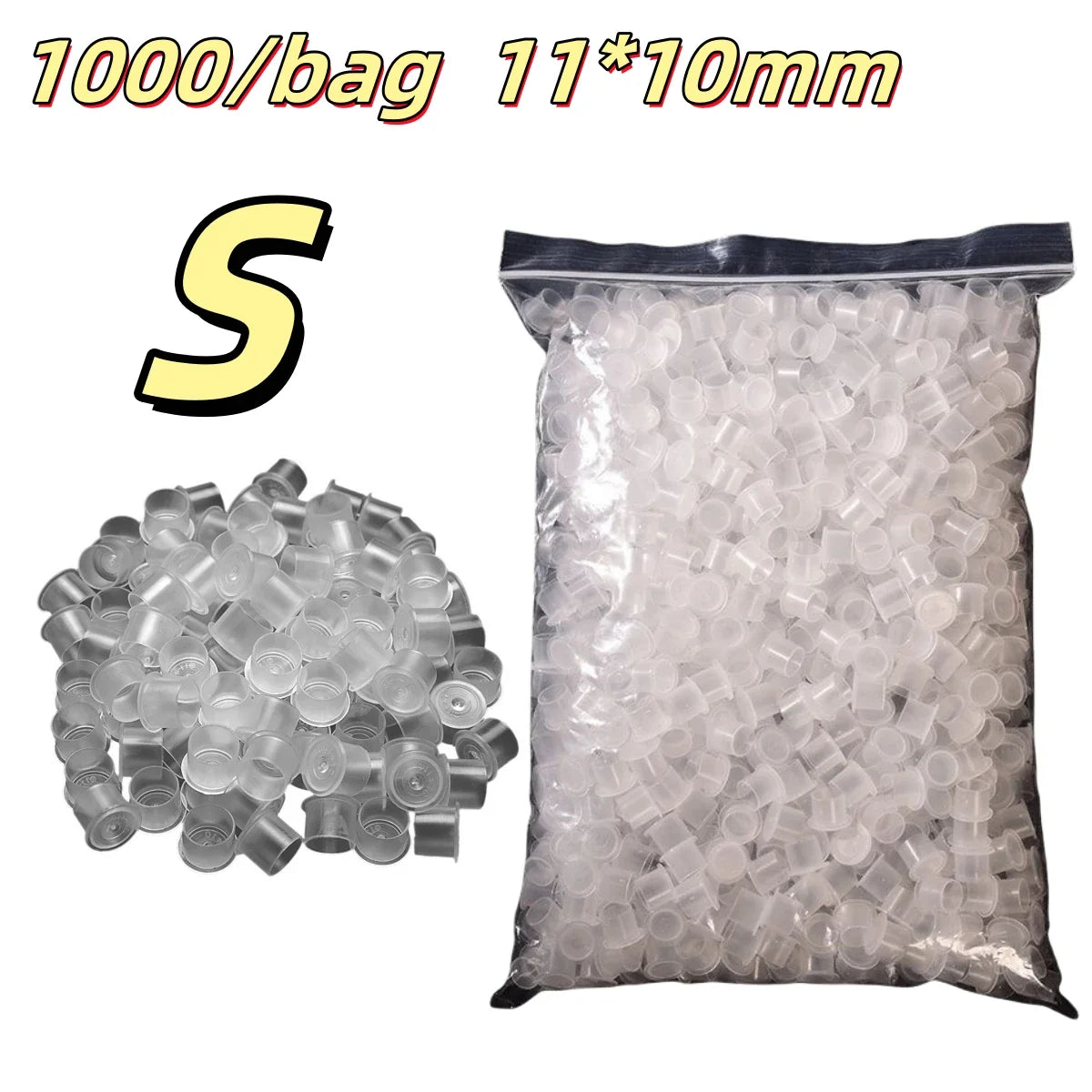 ROKYO 1000PCS Disposable Steady Tattoo Ink Cups Plastic Pigment Clear Holder Container Caps Permanent Makeup Microblading Supply Beauty Trend Shop