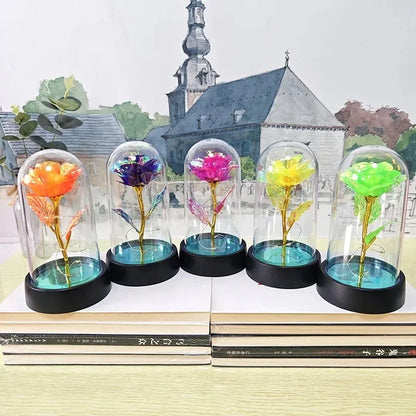Artificial Rose Flowers Valentines Day Gift for Girlfriend Eternal Rose LED Light Foil Flower Wedding Decor Christmas Gifts Beauty World Shop