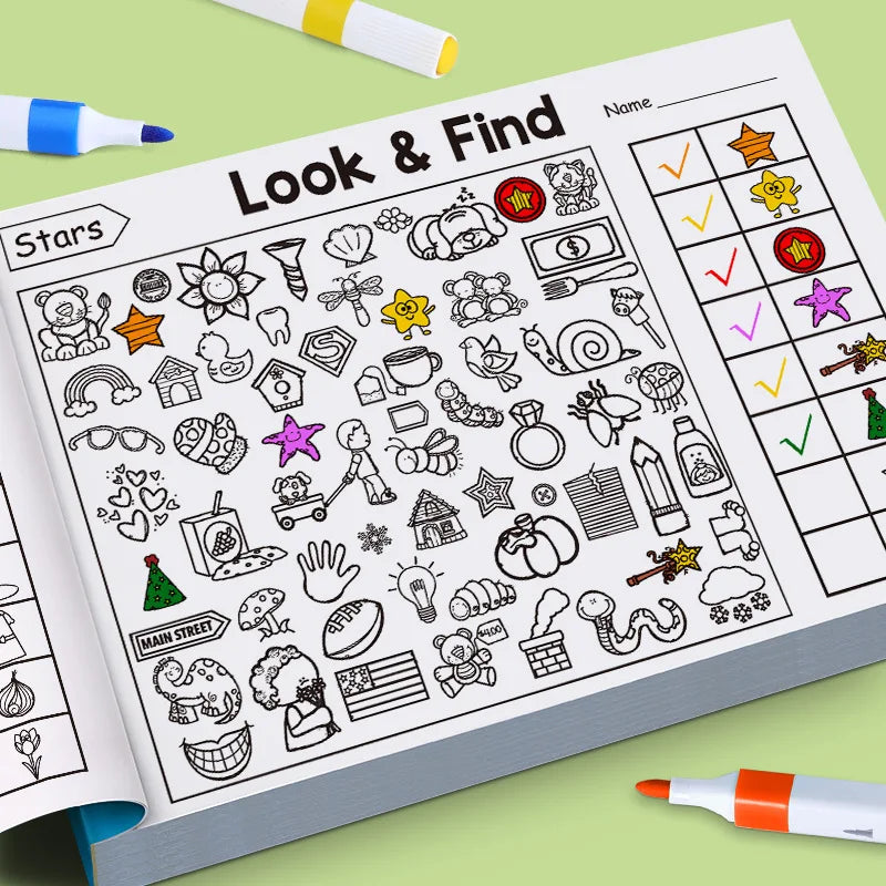 Children's Search for Items Game, Enhance Visual Perception, Fun Coloring Book, Focus and Attention, Handwriting Exercise Book Beauty World Shop