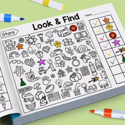 Children's Search for Items Game, Enhance Visual Perception, Fun Coloring Book, Focus and Attention, Handwriting Exercise Book Beauty World Shop