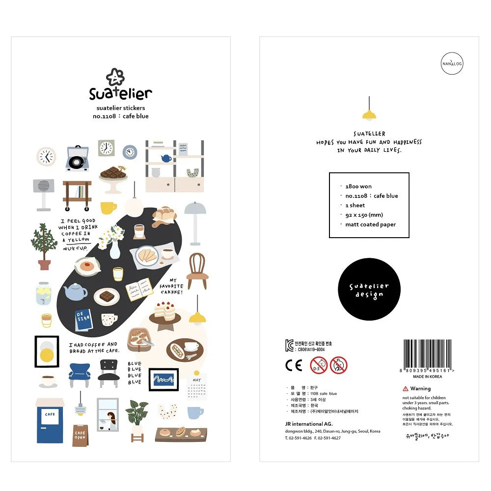 Korean Brand Suatelier Collection Daily Food Vlog Stickers DIY Scrapbooking Journey Diary Stationery Stickers Supplies Beauty World Shop