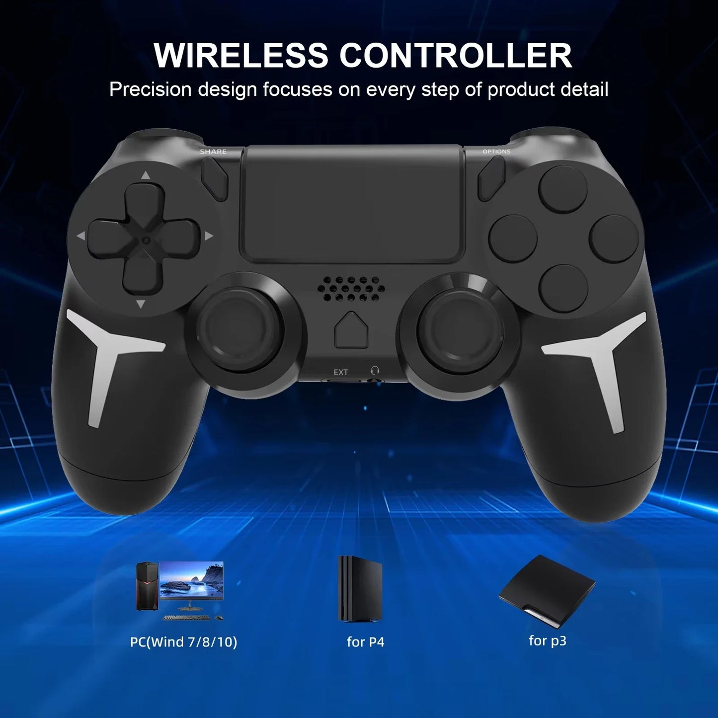 GAMINJA 6-axis Gyroscope Dual Vibration With touch pad Wireless Gamepad Bluetooth Controller For PS4 PS3 Console Computer PC Beauty World Shop