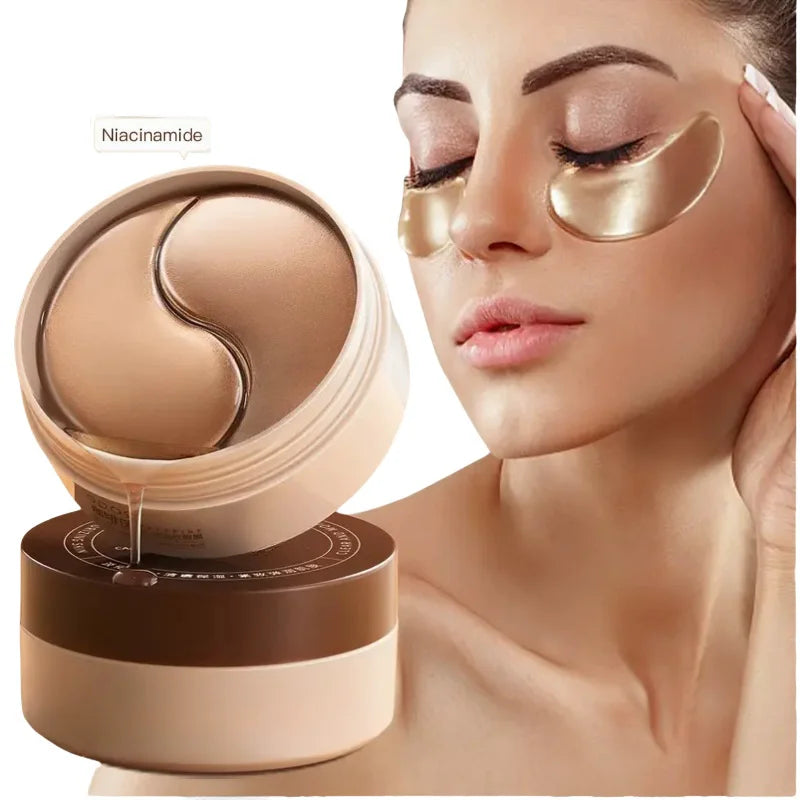 A Box of 60 Caffeine Nicotinamide Radiant Firming Eye Masks, Rich in Ingredients Beneficial for the Body, Can Be Used on the Entire Face, Releasing Eye Strain at Any Time, Moisturizing, Firming, Alcohol-Free, Suitable for All Beauty World Shop