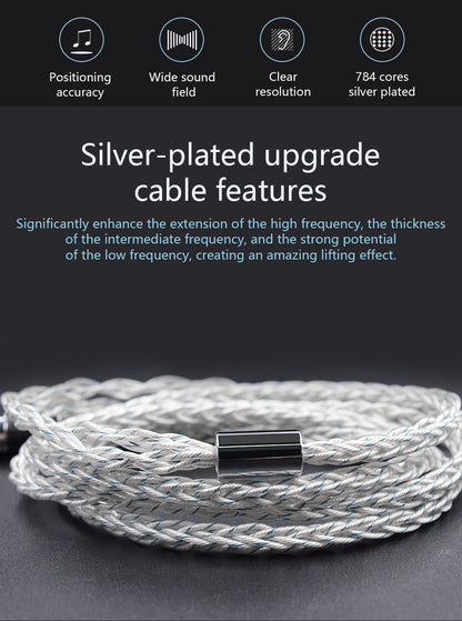 KZ Earphones Cable 8 Core Silver Blue Hybrid 784 Cores Silver Plated Upgrade Cable 2Pin 3.5mm Plug Heaset Wire KZ ZSXPRO ZS10PRO