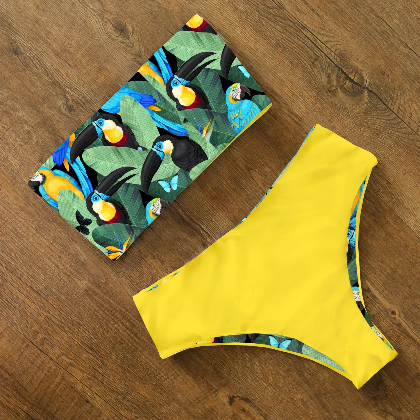 2025 New Sexy Low Hight Bikini Set Swimwear Women Bandeau Female Print Floral Strappy Swimsuit Bathing Suit Beach Wear Biquini Beauty World Shop