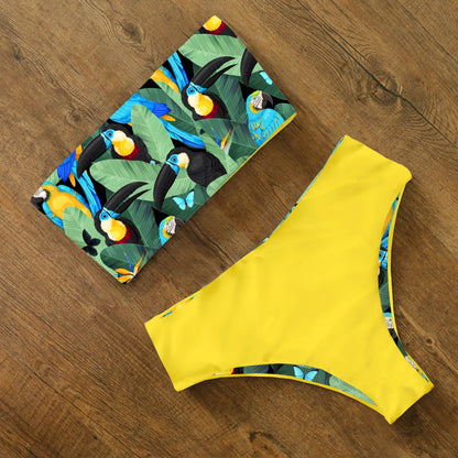 2025 New Sexy Low Hight Bikini Set Swimwear Women Bandeau Female Print Floral Strappy Swimsuit Bathing Suit Beach Wear Biquini Beauty World Shop