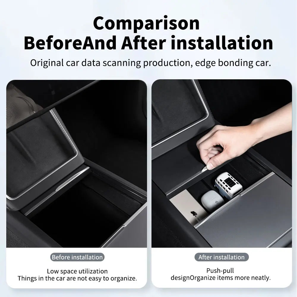 YZ For Tesla Model 3 Highland 2024 Model Y juniper 2025 Storage Box Center Armrest Hidden Box Cup Holder Organizer Accessories Beauty World Shop